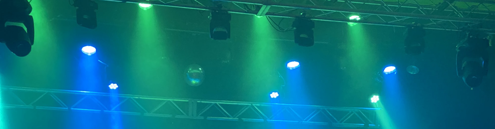 blue and green theater stage lights Cheyenne